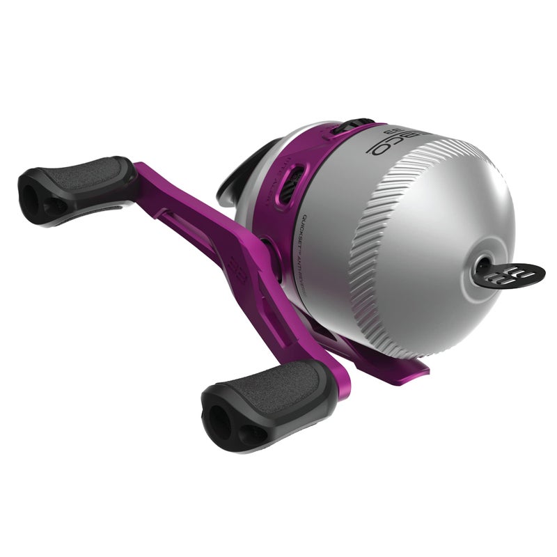 Zebco 33 Spincast Fishing Reel, Size 30 Reel, Right or Left-Hand Retrieve, Built-in Bite Alert, Durable All-Metal Gears, Silver/Pink (Clam Packaging) - Image 1